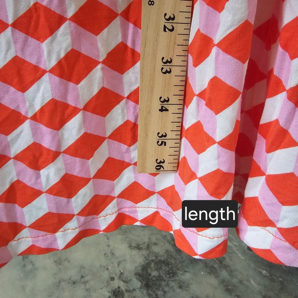 Boden Minimalist Red Pink Geometric Print Jersey Wrap Midi Dress US 12R UK 16R - Picture 7 of 8